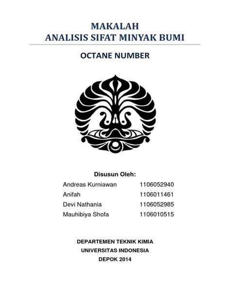 PDF Makalah Analisis Sifat Minyak Bumi Octane Number DOKUMEN TIPS