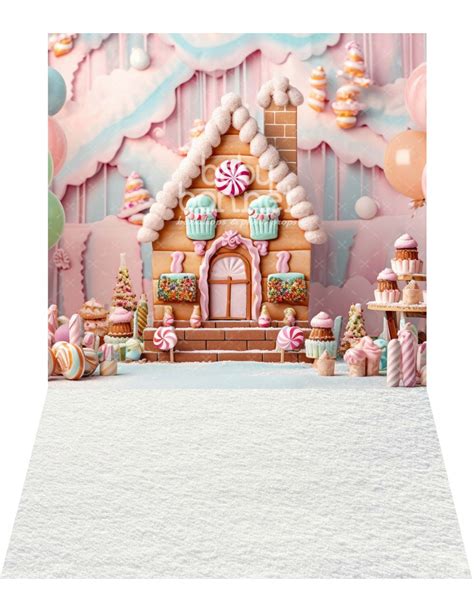 Pink Gingerbread House Backdrop Wall And Floor