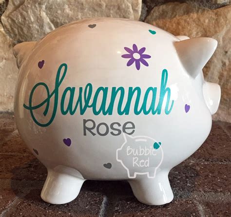 Personalized Piggy Bank For Girls Custom Piggy Bank Baby Etsy