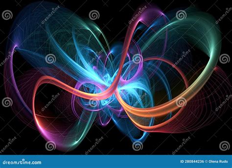 Ai Generative Abstract Colorful Waves On Black Stock Illustration