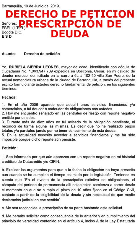 Modelo De Carta De Solicitud De Prescripcion De Deuda Porn Sex Picture