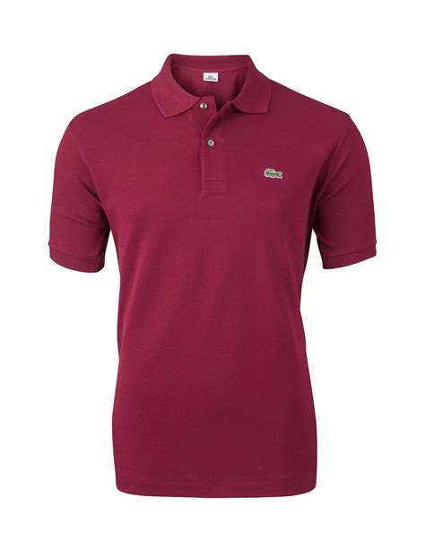 Grote Maat Lacoste Poloshirt Korte Mouw Bordeauxrood Classic Fit