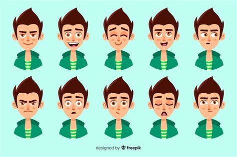 Collection De Personnages Avec Diff Rentes Expressions Faciales