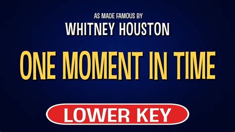 Whitney Houston One Moment In Time Karaoke Lower Key Youtube