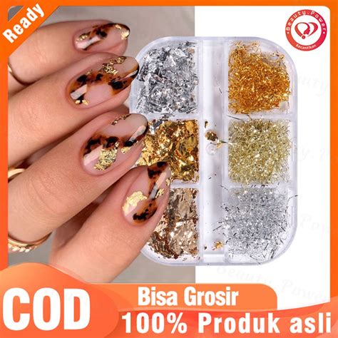 Jual Sekat Kotak Stiker Foil Glitter Sequin Asimetris Emas Dan