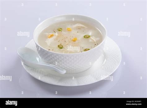 Bangladeshi Style Thai Soup Chicken Corn Soup Isolated On White