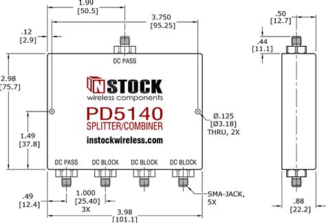 PD5140 SMA 4 Way DC Block RF Power Divider Combiner Microwave L