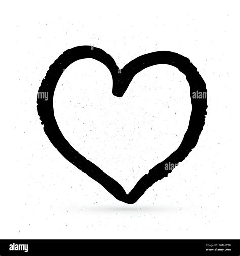 Hand Drown Heart On White Background Grunge Shape Of Heart Black