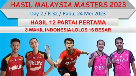 Hasil Malaysia Masters 2023 Hari Ini Day 2 R 32 3 Wakil Indonesia