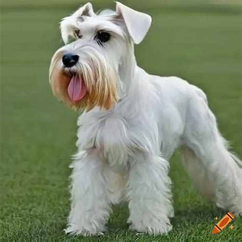 Un Perro Blanco De Raza Schnauzer Posando Para La Foto On Craiyon