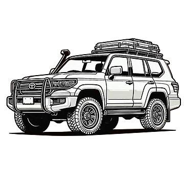 Toyota Landcruiser Line Drawing Sticker For Sale By Slammed Sketches