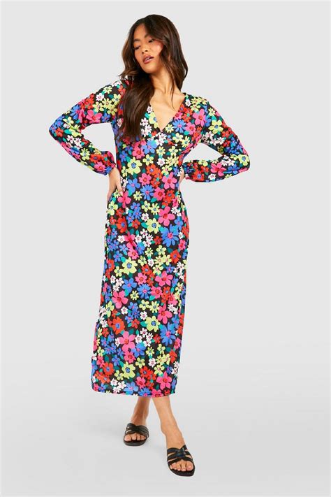 Floral Print Midaxi Dress Boohoo Uk