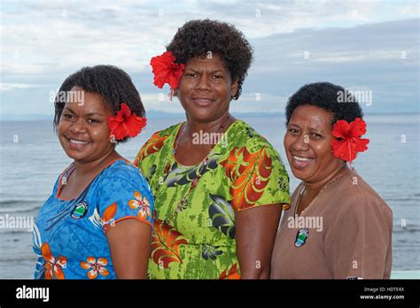Fijian Women Smiling Yasawa Fiji Stock Photo Alamy