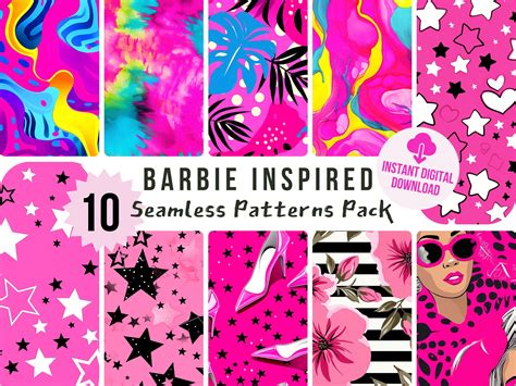 Barbie Inspired Digital Paper Hot Pink Barbie Inspired Etsy