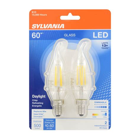 Sylvania Filament LED 60W Candelabra Base Dimmable Daylight Light Bulb