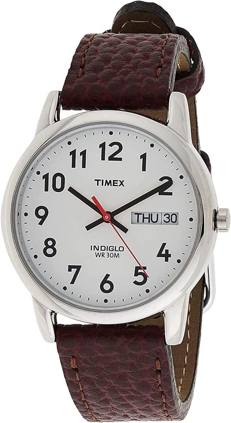 Timex Men S Easy Reader Brown Leather Watch T Timex Amazon Co