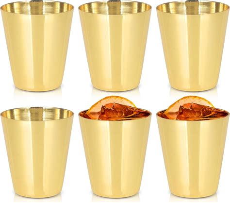 6 Pieces 1 Oz Gold Shot Glasses Bulk Groomsmen Stainless Steel Shot Glasses Wedding