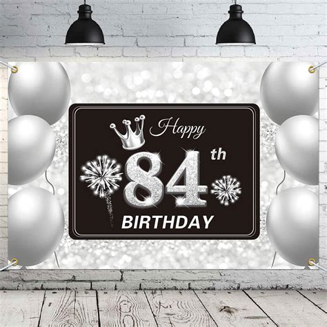 Amazon PAKBOOM Happy 84th Birthday Backdrop Banner 84 Birthday