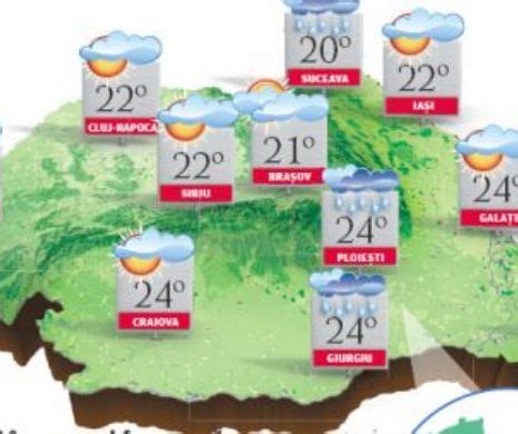 PROGNOZA METEO Cer variabil cu înnorări și averse dar cu temperaturi