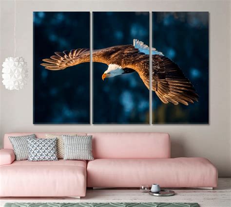 Soaring American Bald Eagle Wall Art Canvas Print Eagle Etsy