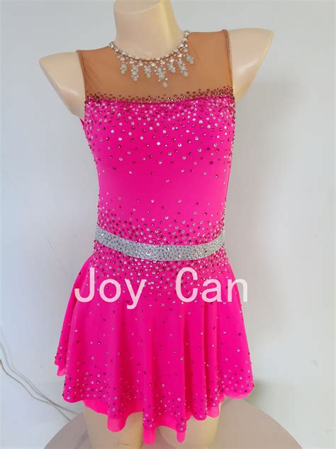 Customize Pink Ice Figure Skating Dress Girls Women Perfromance