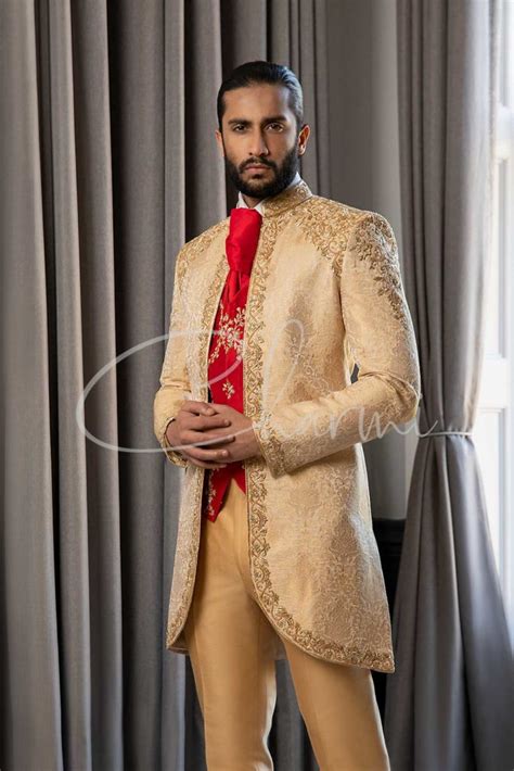 Ivory Brocade Silk Sherwani Ig06 Charmi Creations