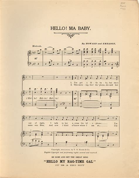 Hello Ma Baby Historic American Sheet Music