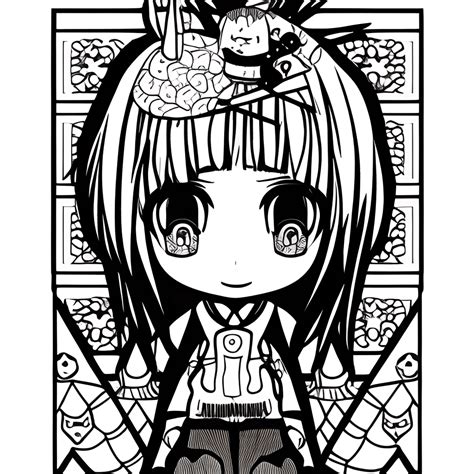 Japanese Streetwear Gothic Kawaii Chibi Coloring Page · Creative Fabrica