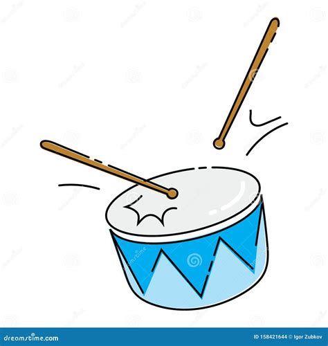 Cartoon Drum On A White Background Toy Musical Instrument For Children