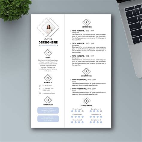 CV graphique top 20 des modèles de CV visuellement réussis