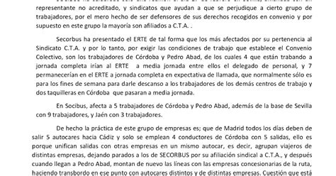 Sindicato CTA en la provincia de Cádiz NOTA DE PRENSA ERTE SECORBUS