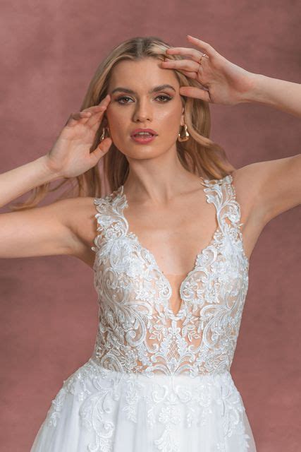 Style Aries Soft English Net A Line Gown With Lace Bodice And Illusion