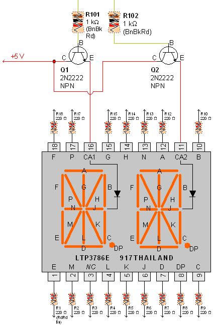 Alphanumeric hexadecimal 15-segment LED display - Robot Room