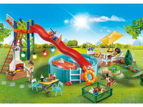 Acheter Playmobil Modern House Pool Party Avec Toboggan 70987