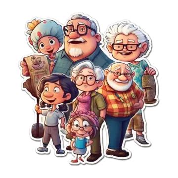 Family Day Cute Cartoon Stickers, Family Day, Sticker, Family PNG ...