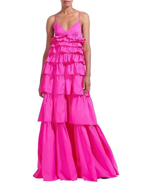 Staud Rylie Tiered Ruffle Maxi Dress In Pink Lyst