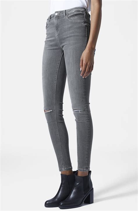 Topshop Moto Jamie Ripped Skinny Jeans Grey Regular And Short Nordstrom