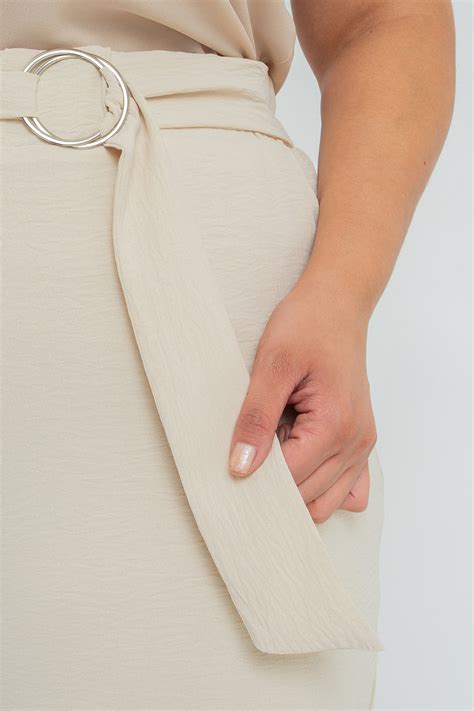 Calça Reta Crepe Argola Nude Rery Roupa Feminina Plus Size