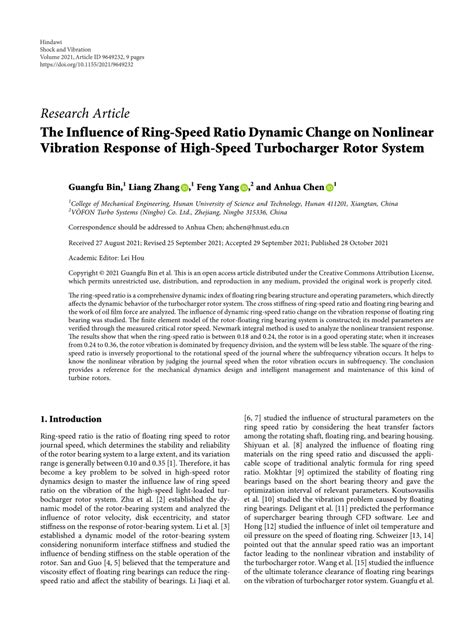 Pdf The Influence Of Ring Speed Ratio Dynamic Change On Nonlinear