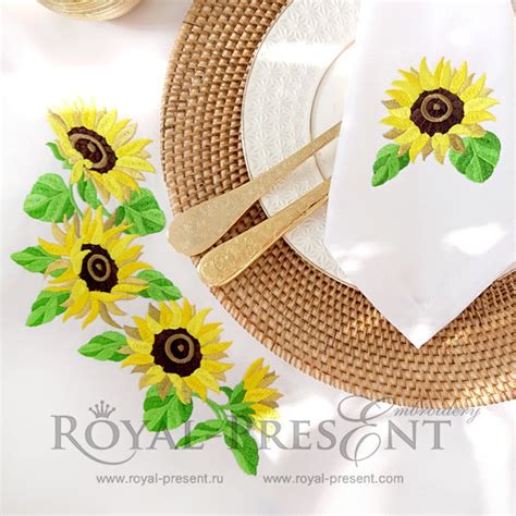 Set Of Machine Embroidery Designs Sunflowers Royal Present Embroidery