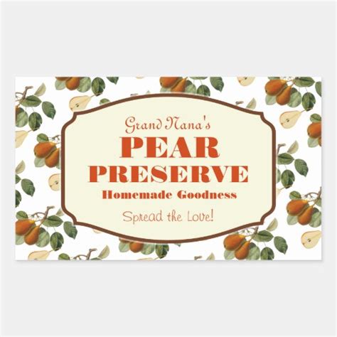 Pear Preserve Jam Label Zazzle