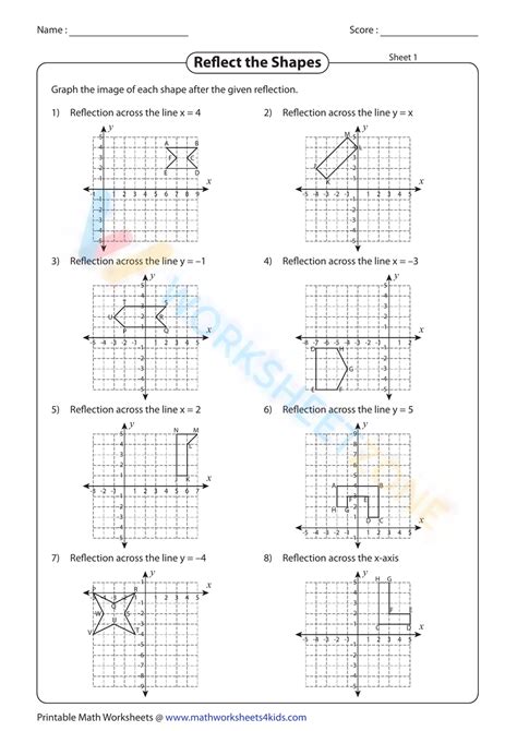 Reflection Of Shapes Worksheet