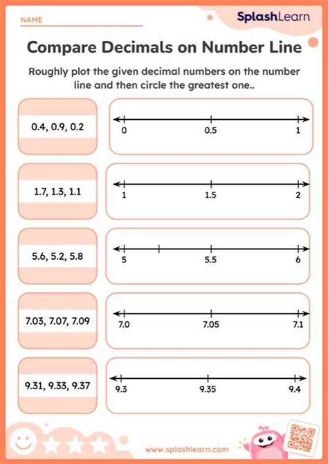 Mark And Compare Decimals On Number Line Worksheet