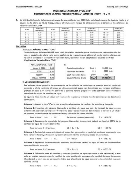 Solucionario Examen Tercer Parcial Ingenier A Sanitaria I Udocz Hot