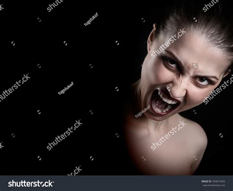 Angry Nude Girl Screaming Camera On Stock Photo Edit Now 704814550