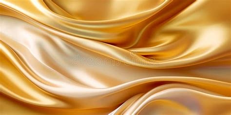 Smooth Elegant Golden Silk Waves Texture Background Stock Illustrations