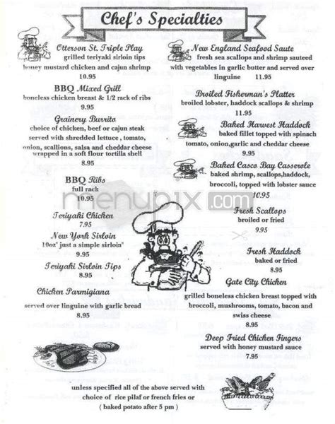 Menu of The Pub Grainery in Nashua, NH 03060