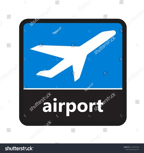 Airplane Sign Airport Label Print Digital Stock Vector (Royalty Free ...