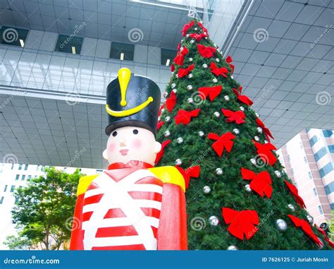 Christmas Tree And Wooden Soldier Decoration Stock Image Image Of