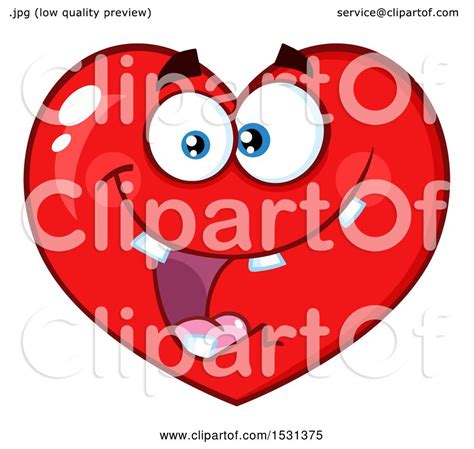 Clipart Of A Goofy Red Love Heart Character Royalty Free Vector